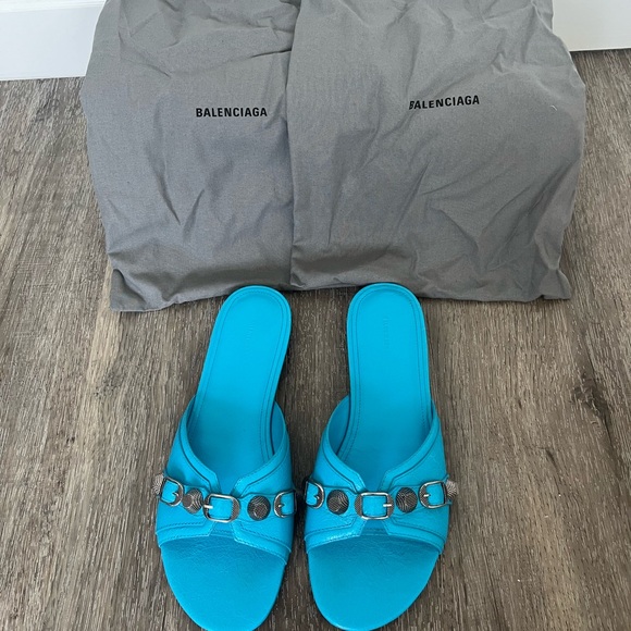 EUC Balenciaga Cagole Open Toe Sandals in Cyan - Picture 2 of 6